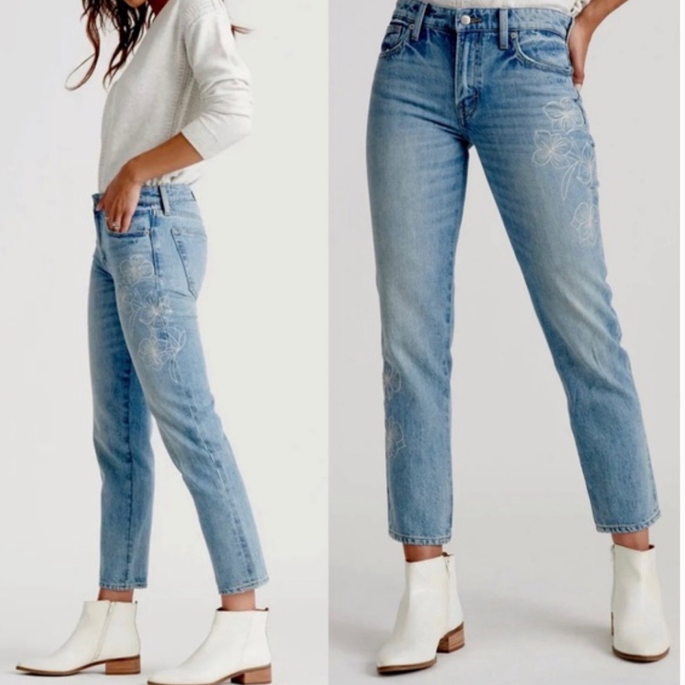 Lucky Brand Sienna Slim Boyfriend Jean with Floral Embroidery